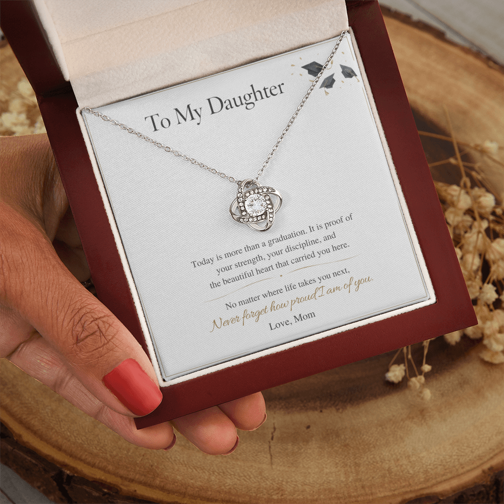 To My Daughter – Graduation Love Knot Necklace – I'm Proud of the Woman You've Become