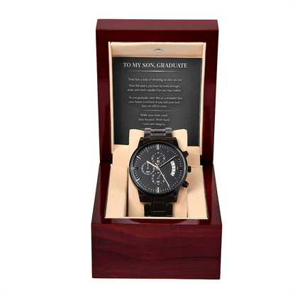 To My Son – Black Chronograph Watch – Time to Build Your Future