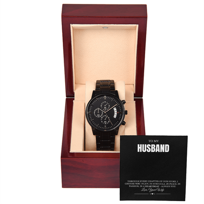 FOREVER YOURS - BLACK CHRONOGRAPH WATCH