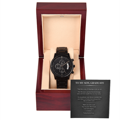 To My Son – Black Chronograph Watch – Time to Build Your Future