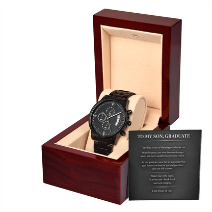 To My Son – Black Chronograph Watch – Time to Build Your Future