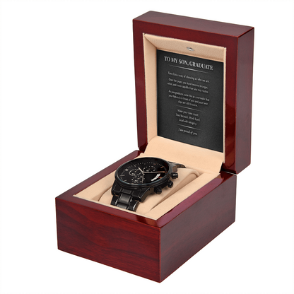 To My Son – Black Chronograph Watch – Time to Build Your Future