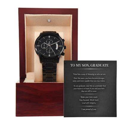 To My Son – Black Chronograph Watch – Time to Build Your Future