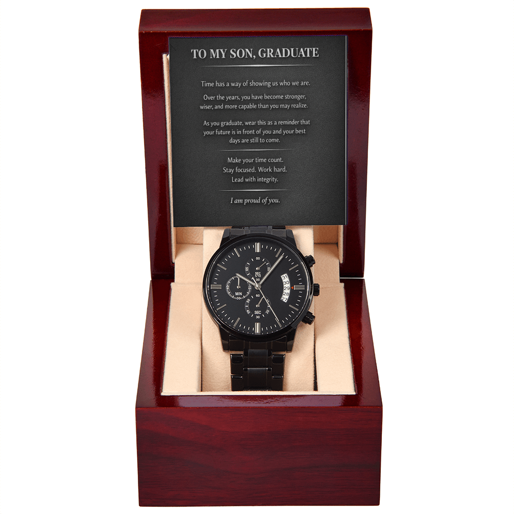 To My Son – Black Chronograph Watch – Time to Build Your Future