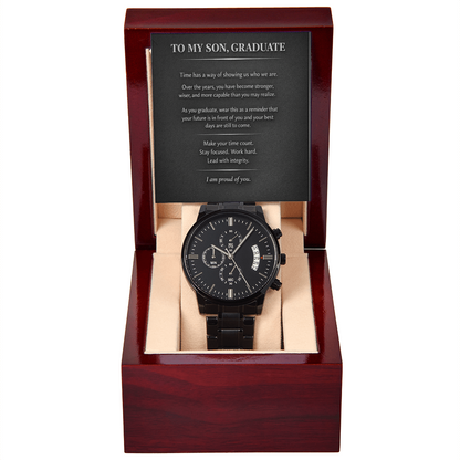 To My Son – Black Chronograph Watch – Time to Build Your Future