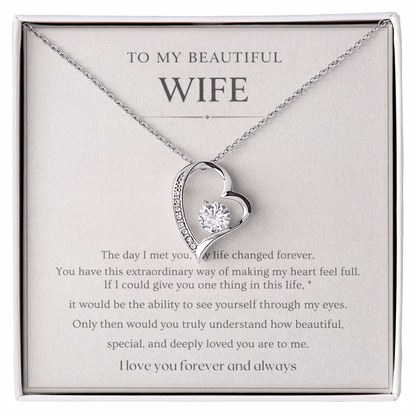 Gift for Wife Necklace with Message Card – To My Beautiful Wife Forever Love Necklace