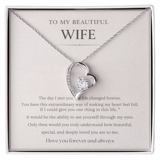 Gift for Wife Necklace with Message Card – To My Beautiful Wife Forever Love Necklace