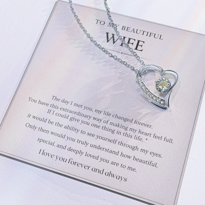 Gift for Wife Necklace with Message Card – To My Beautiful Wife Forever Love Necklace