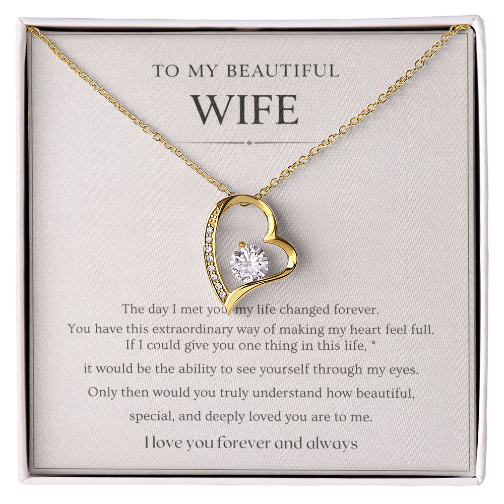 Gift for Wife Necklace with Message Card – To My Beautiful Wife Forever Love Necklace