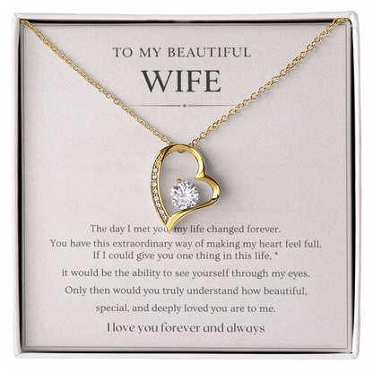 Gift for Wife Necklace with Message Card – To My Beautiful Wife Forever Love Necklace