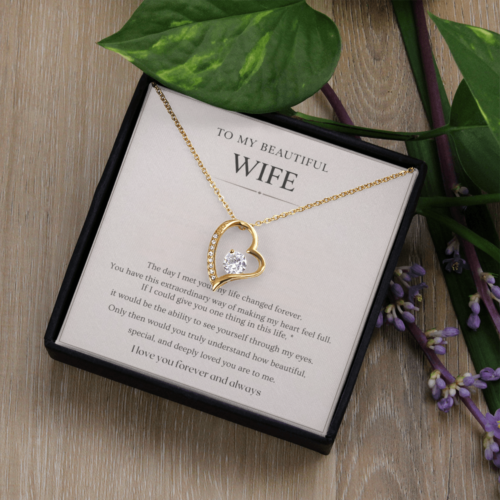 Gift for Wife Necklace with Message Card – To My Beautiful Wife Forever Love Necklace
