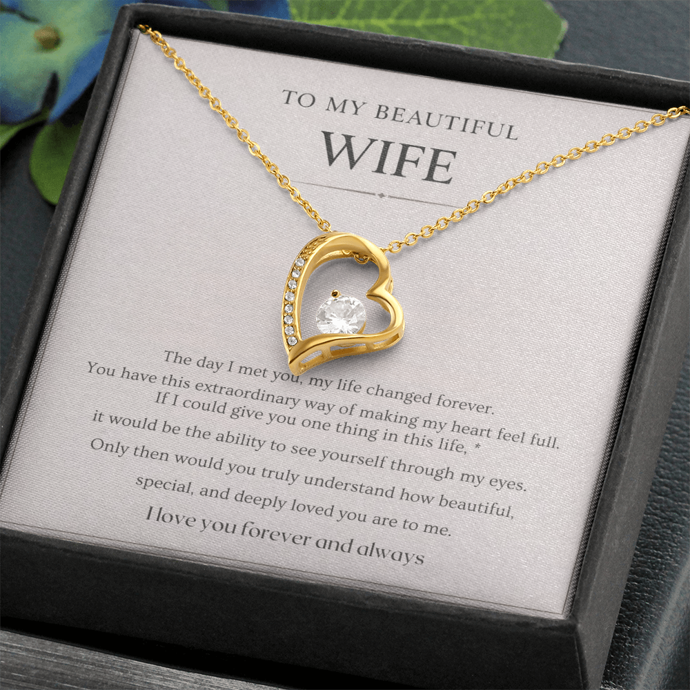 Gift for Wife Necklace with Message Card – To My Beautiful Wife Forever Love Necklace