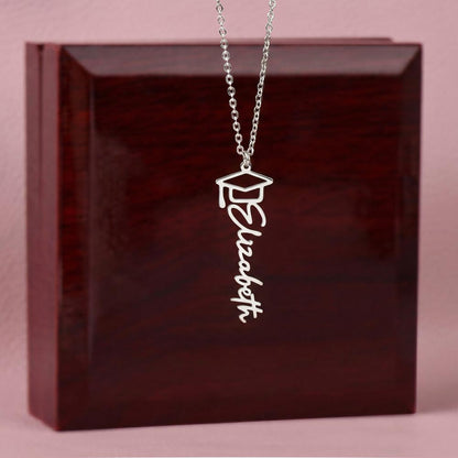 To My Daughter – Graduation Name Cap Necklace – Proud of the Woman You've Become - From Mom