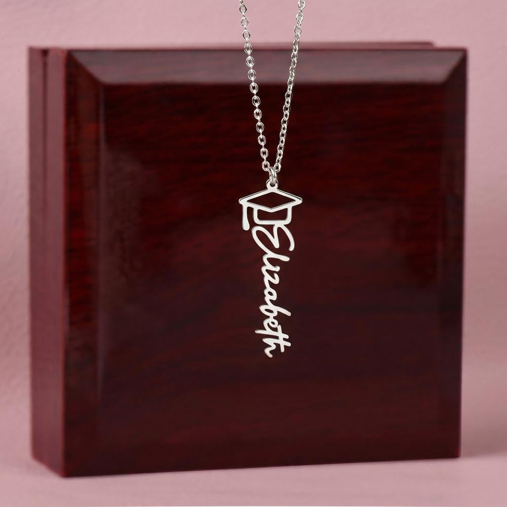 To My Daughter – Graduation Name Cap Necklace – Proud of the Woman You've Become - From Dad