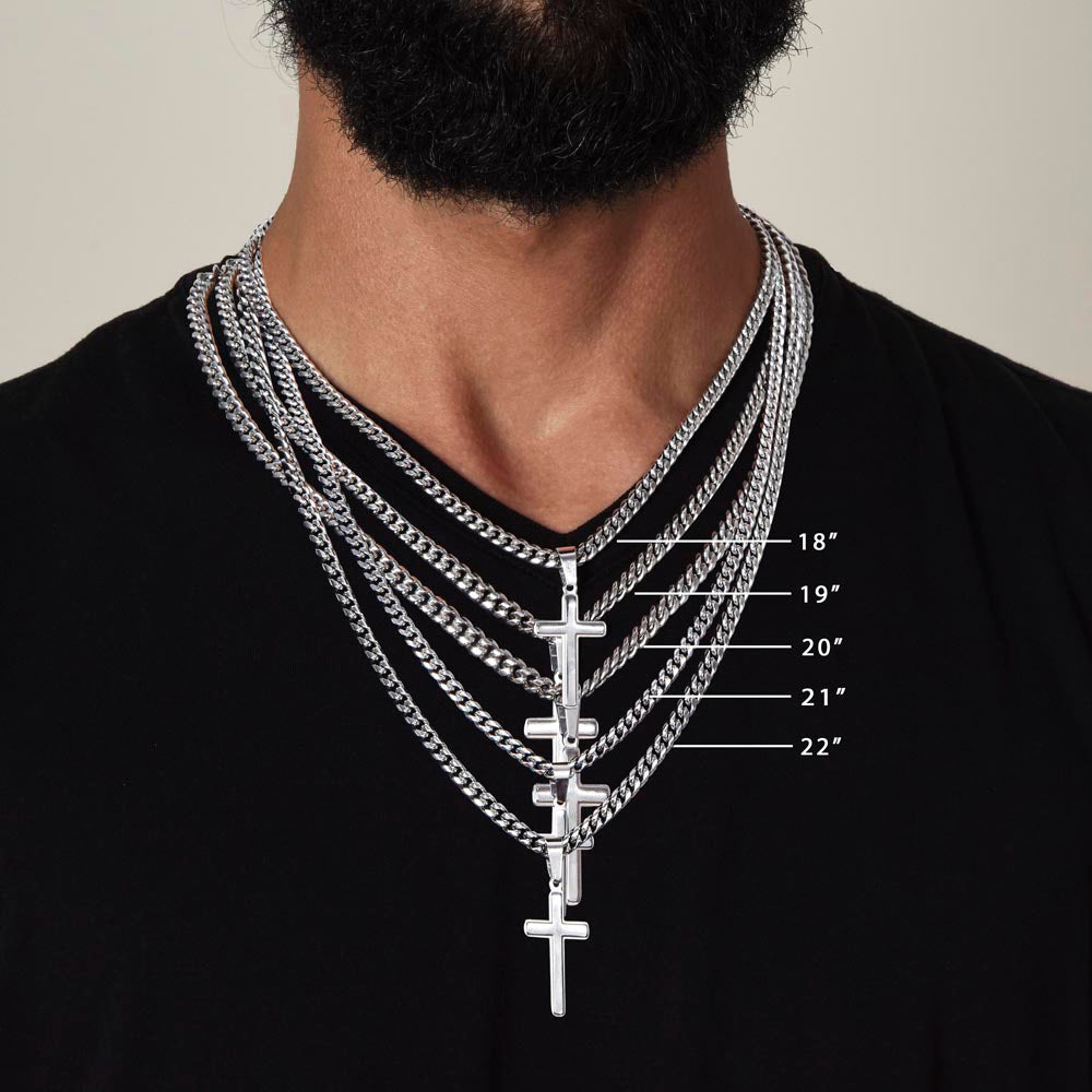 Gift for Son from Dad – Faith Cross Necklace – Christian Son Gift for Graduation, Birthday or Christmas