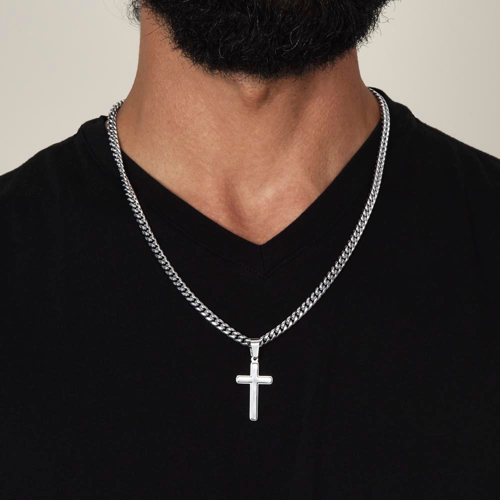 Gift for Son from Dad – Faith Cross Necklace – Christian Son Gift for Graduation, Birthday or Christmas