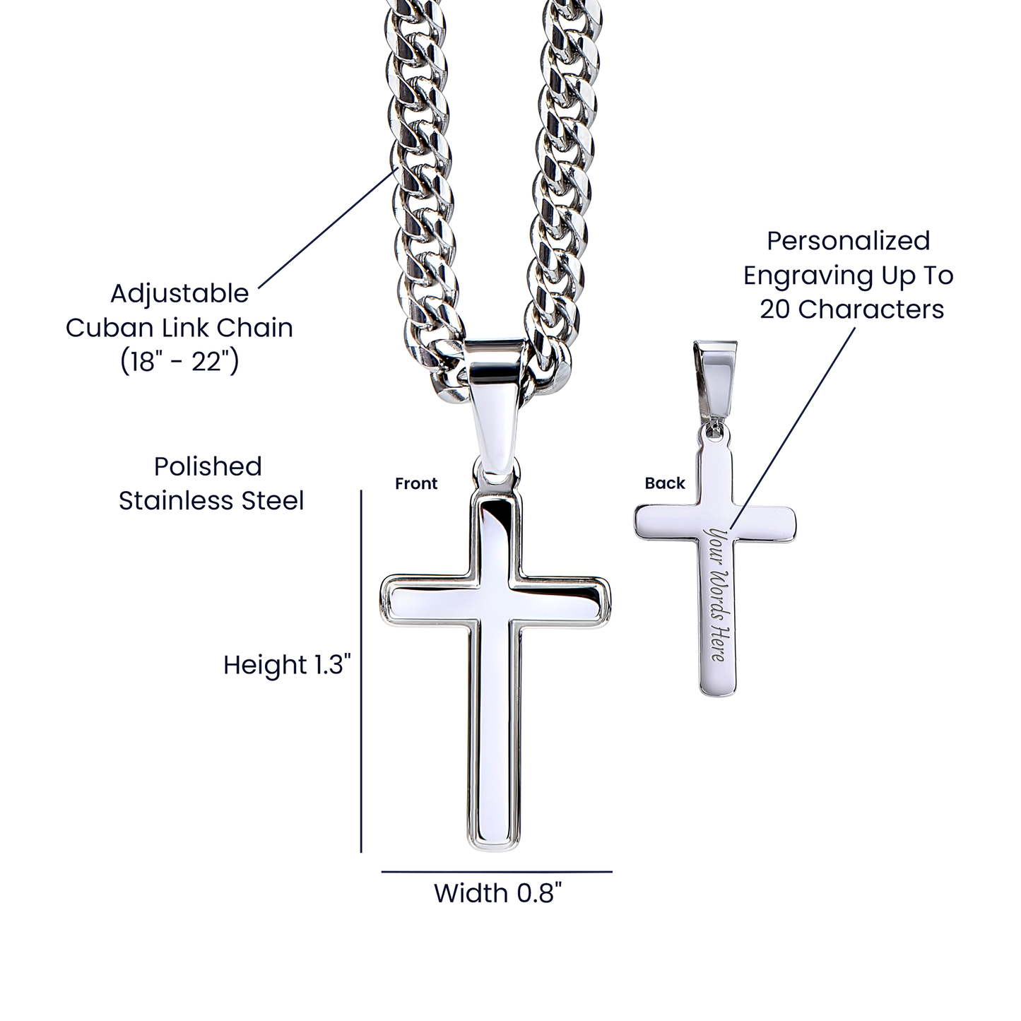 Gift for Son from Dad – Faith Cross Necklace – Christian Son Gift for Graduation, Birthday or Christmas