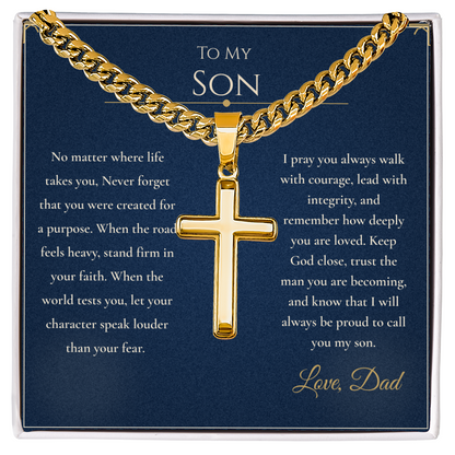 Gift for Son from Dad – Faith Cross Necklace – Christian Son Gift for Graduation, Birthday or Christmas