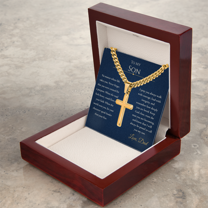 Gift for Son from Dad – Faith Cross Necklace – Christian Son Gift for Graduation, Birthday or Christmas